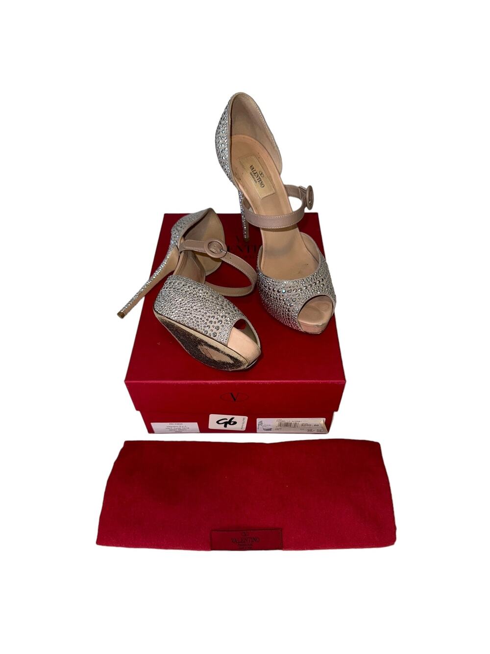 Valentino Garavani Beige Suede Rockstud Mary Jane Heels 39.5  Box Included